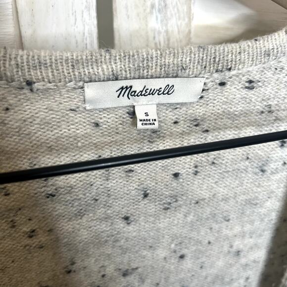 Madewell Women's Donegal Kent Open Cardigan Sweater Flecked Knit Gray Cream S - Picture 9 of 13